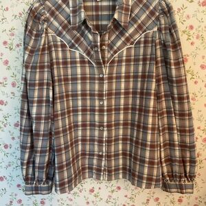 Ana a new approach Flannel Yoke Shirt - Brown & Cream